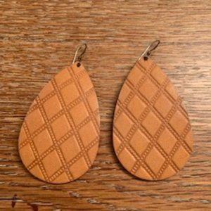 Nickel and Suede | Medium Tan Teardrops